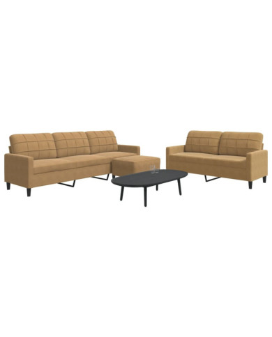 Ensemble de canapés 3 pcs avec coussins Marron Velours | Mobilier & Déco