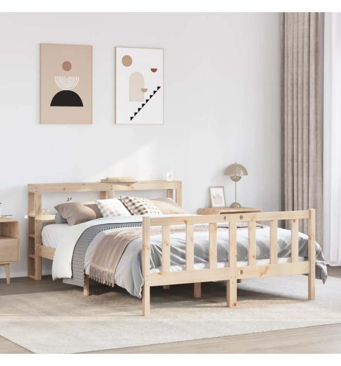 Cadre de lit sans matelas 135x190 cm bois de pin massif | Mobilier & Déco