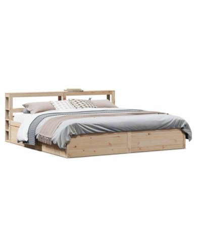 Cadre de lit avec tête de lit 180x200 cm bois de pin massif | Mobilier & Déco