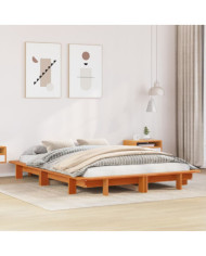 Cadre de lit sans matelas cire marron 150x200cm bois pin massif | Mobilier & Déco