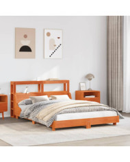 Cadre de lit sans matelas cire marron 135x190cm bois pin massif | Mobilier & Déco