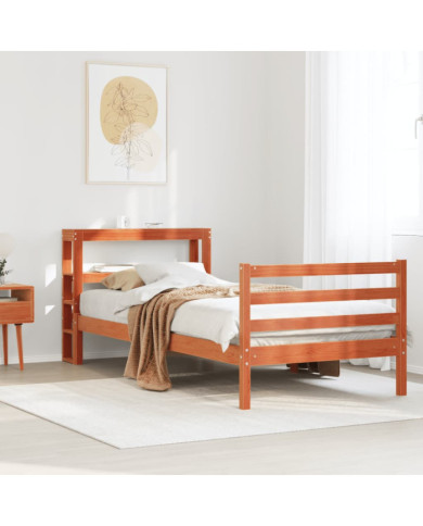 Cadre de lit sans matelas cire marron 90x200 cm bois pin massif | Mobilier & Déco
