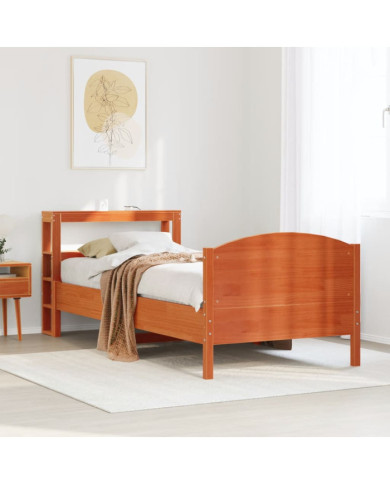 Cadre de lit sans matelas cire marron 90x190 cm bois pin massif | Mobilier & Déco