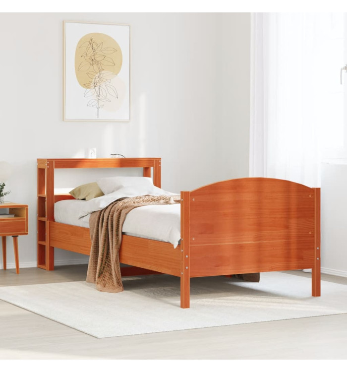 Cadre de lit sans matelas cire marron 90x190 cm bois pin massif | Mobilier & Déco