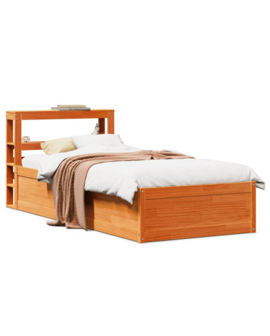 Cadre de lit et tête de lit cire marron 100x200 cm bois de pin | Mobilier & Déco