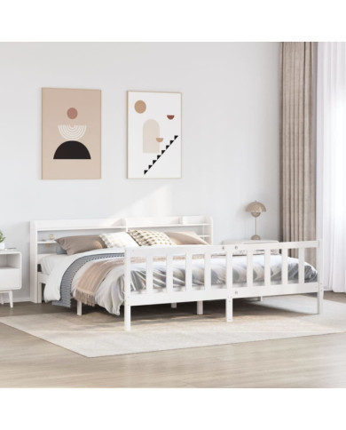 Cadre de lit sans matelas blanc 180x200 cm bois massif de pin | Mobilier & Déco