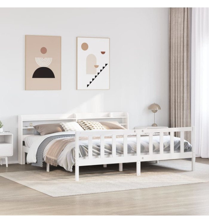 Cadre de lit sans matelas blanc 180x200 cm bois massif de pin | Mobilier & Déco