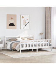 Cadre de lit sans matelas blanc 180x200 cm bois massif de pin | Mobilier & Déco