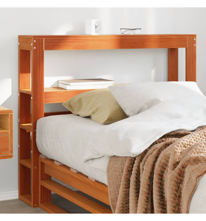 Tête de lit avec étagères marron cire 75 cm bois massif de pin | Mobilier & Déco