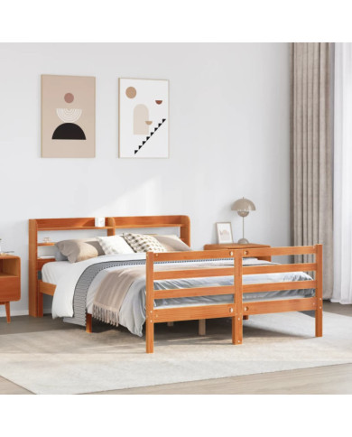 Cadre de lit sans matelas cire marron 120x190cm bois pin massif | Mobilier & Déco