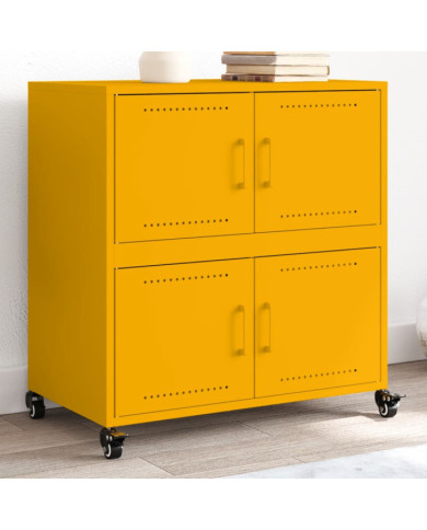 Buffet jaune moutarde 68x39x72 cm acier | Mobilier & Déco