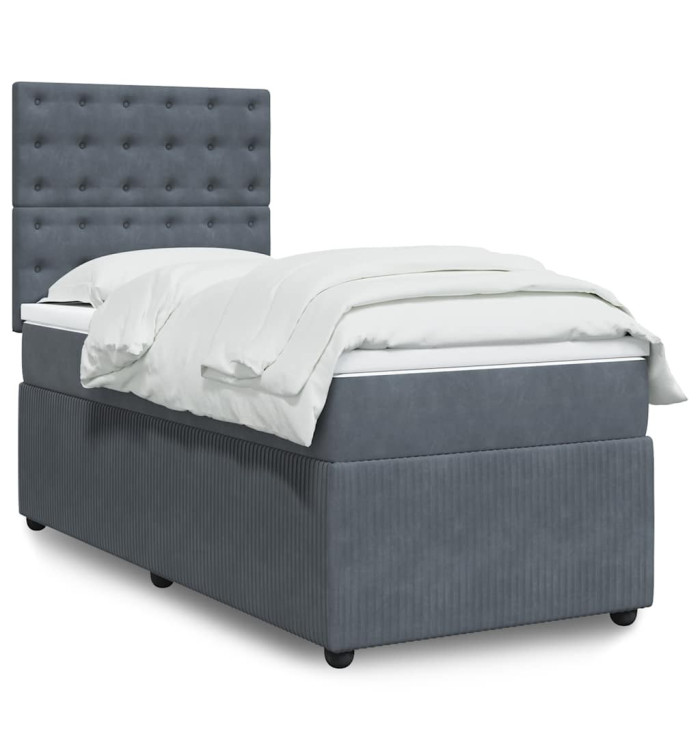 Sommier à lattes de lit avec matelas Gris foncé 100x200 cm | Mobilier & Déco