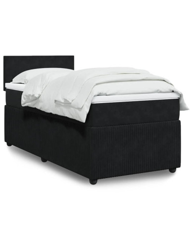 Sommier à lattes de lit avec matelas Noir 100x200 cm Velours | Mobilier & Déco