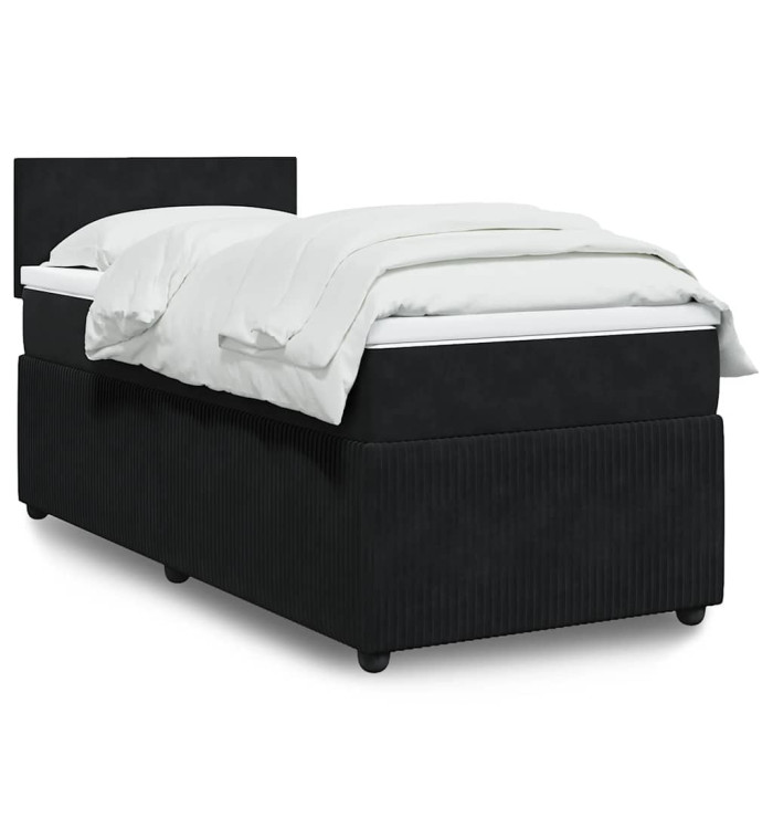 Sommier à lattes de lit avec matelas Noir 100x200 cm Velours | Mobilier & Déco