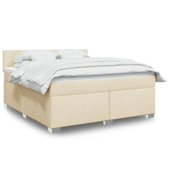 Sommier à lattes de lit avec matelas Crème 180x200 cm Tissu | Mobilier & Déco