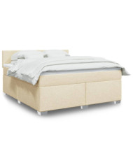 Sommier à lattes de lit avec matelas Crème 180x200 cm Tissu | Mobilier & Déco