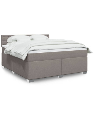 Sommier à lattes de lit avec matelas Taupe 180x200 cm Tissu | Mobilier & Déco