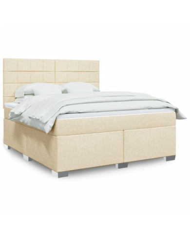 Sommier à lattes de lit avec matelas Crème 180x200 cm Tissu | Mobilier & Déco