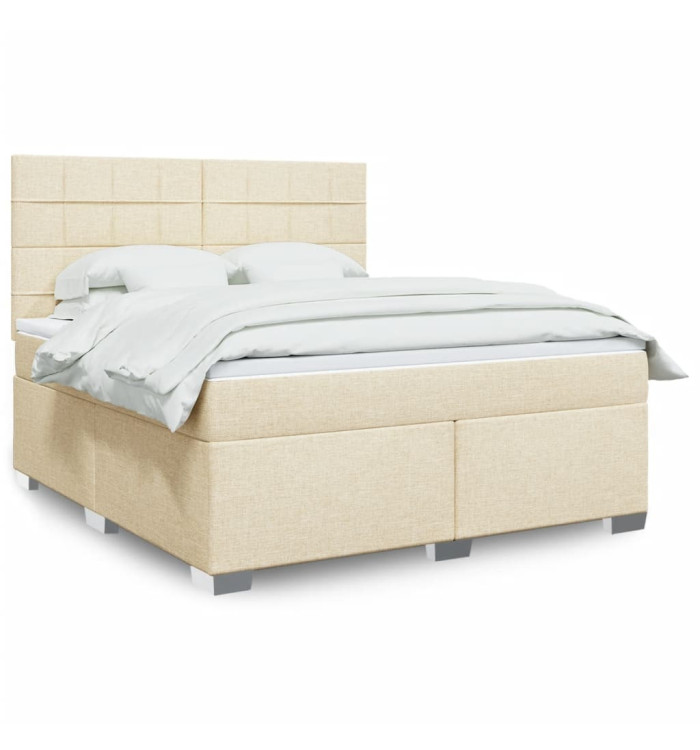 Sommier à lattes de lit avec matelas Crème 180x200 cm Tissu | Mobilier & Déco