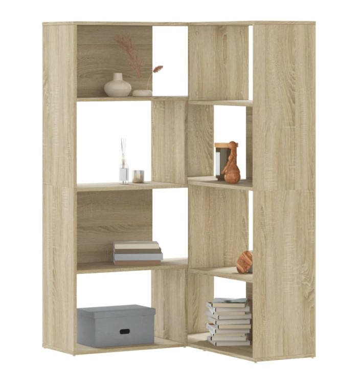 Bibliothèque d'angle à 4 niveaux chêne sonoma bois d'ingénierie | Mobilier & Déco