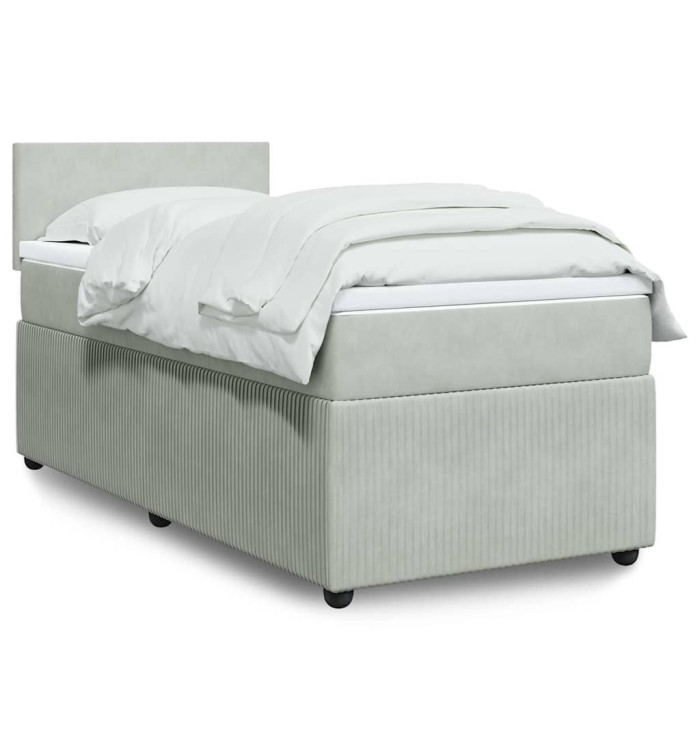 Sommier à lattes de lit et matelas Gris clair 90x200 cm Velours | Mobilier & Déco