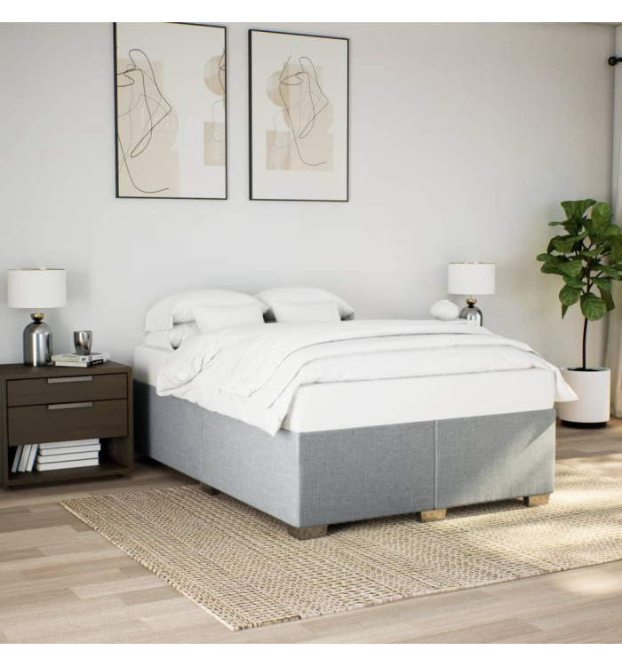 Cadre de lit sans matelas gris clair 160x200 cm tissu | Mobilier & Déco