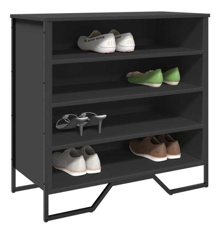 Armoire à chaussures noir 80x38x78 cm bois d'ingénierie | Mobilier & Déco