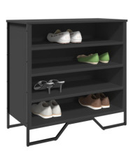 Armoire à chaussures noir 80x38x78 cm bois d'ingénierie | Mobilier & Déco