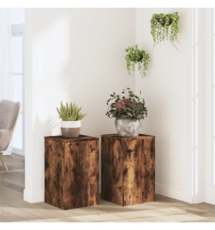 Supports pour plantes 2 pcs chêne fumé bois d'ingénierie | Mobilier & Déco