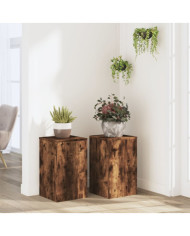 Supports pour plantes 2 pcs chêne fumé bois d'ingénierie | Mobilier & Déco