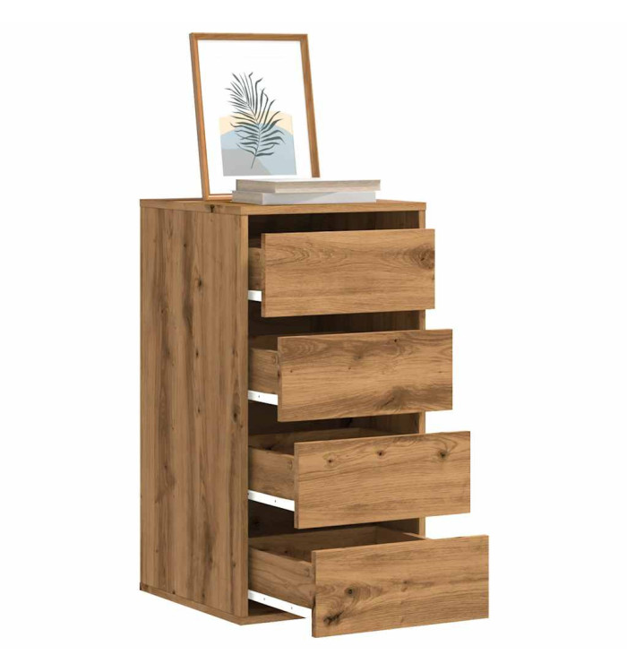 Commode d'angle chêne artisanal 40x41x76 cm bois d'ingénierie | Mobilier & Déco