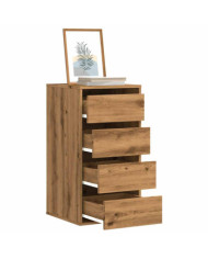 Commode d'angle chêne artisanal 40x41x76 cm bois d'ingénierie | Mobilier & Déco