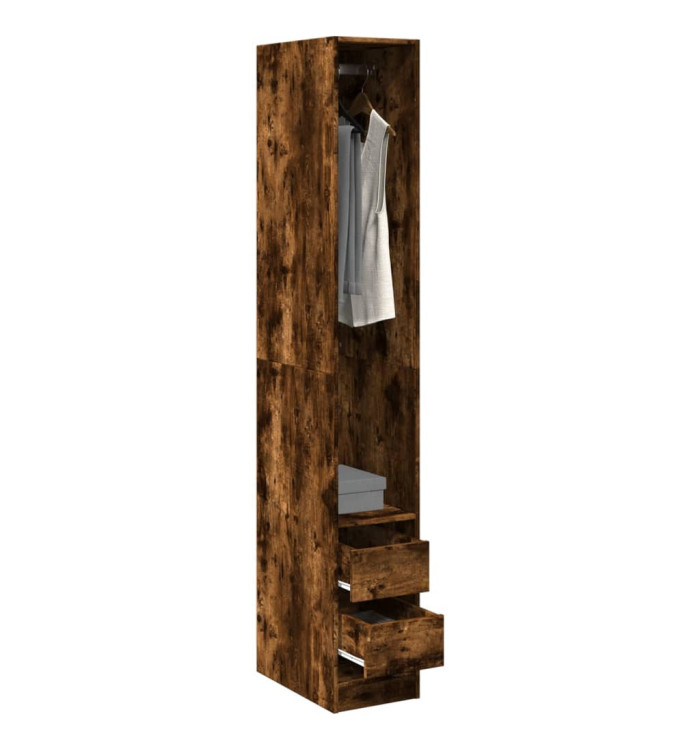 Garde-robe chêne fumé 30x50x200 cm bois d'ingénierie | Mobilier & Déco