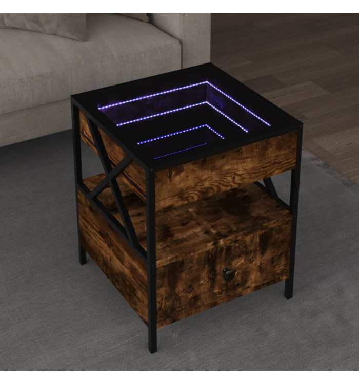 Table basse avec LED Infinity chêne fumé 40x40x51 cm | Mobilier & Déco