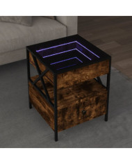 Table basse avec LED Infinity chêne fumé 40x40x51 cm | Mobilier & Déco
