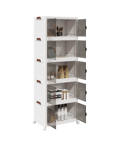 Boîte de rangement empilable avec roues à 5 niveaux 75 L | Mobilier & Déco