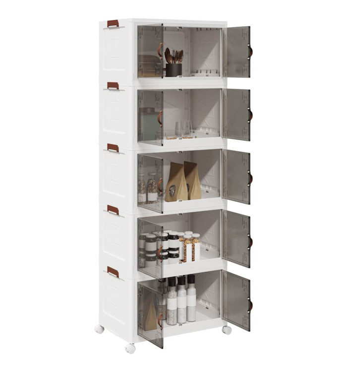 Boîte de rangement empilable avec roues à 5 niveaux 75 L | Mobilier & Déco