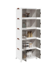 Boîte de rangement empilable avec roues à 5 niveaux 75 L | Mobilier & Déco