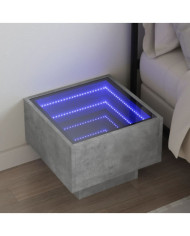 Table de chevet avec LED infini gris béton 40x40x30 cm | Mobilier & Déco