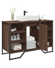 Armoire lavabo de salle de bain chêne marron 91x35x60 cm | Mobilier & Déco