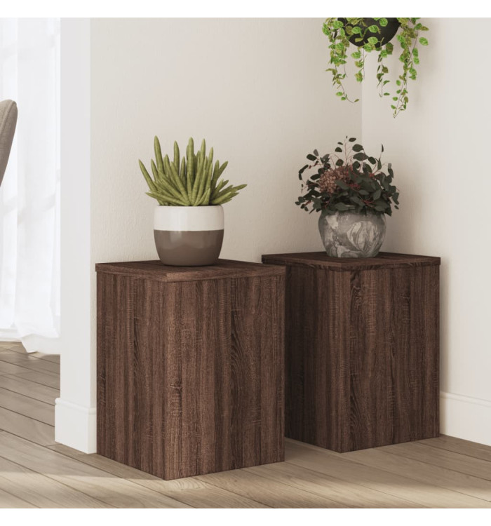 Supports pour plantes 2 pcs chêne marron bois d'ingénierie | Mobilier & Déco