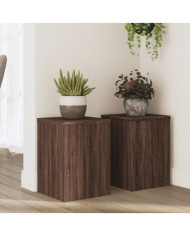 Supports pour plantes 2 pcs chêne marron bois d'ingénierie | Mobilier & Déco