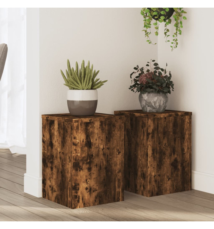 Supports pour plantes 2 pcs chêne fumé bois d'ingénierie | Mobilier & Déco