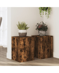 Supports pour plantes 2 pcs chêne fumé bois d'ingénierie | Mobilier & Déco
