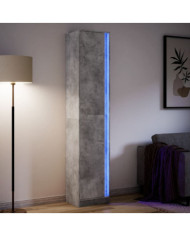 Buffet haut LED gris béton 41,5x32,5x200 cm bois d’ingénierie | Mobilier & Déco