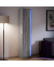 Buffet haut LED sonoma gris 41,5x32,5x200 cm bois d’ingénierie | Mobilier & Déco