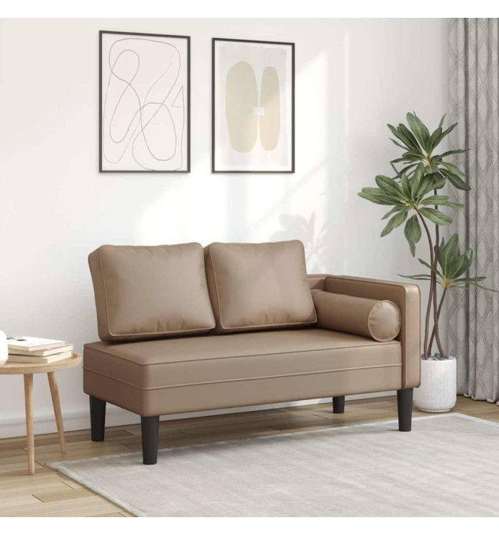 Chaise longue avec coussins cappuccino similicuir | Mobilier & Déco