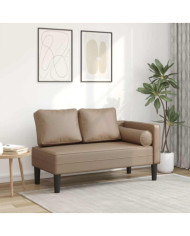 Chaise longue avec coussins cappuccino similicuir | Mobilier & Déco