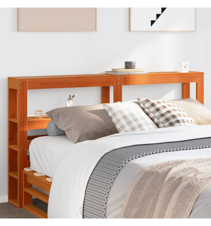 Tête de lit avec étagères marron cire 140 cm bois massif de pin | Mobilier & Déco