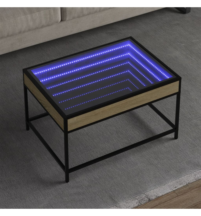 Table basse avec LED infini chêne sonoma 70x50x41 cm | Mobilier & Déco